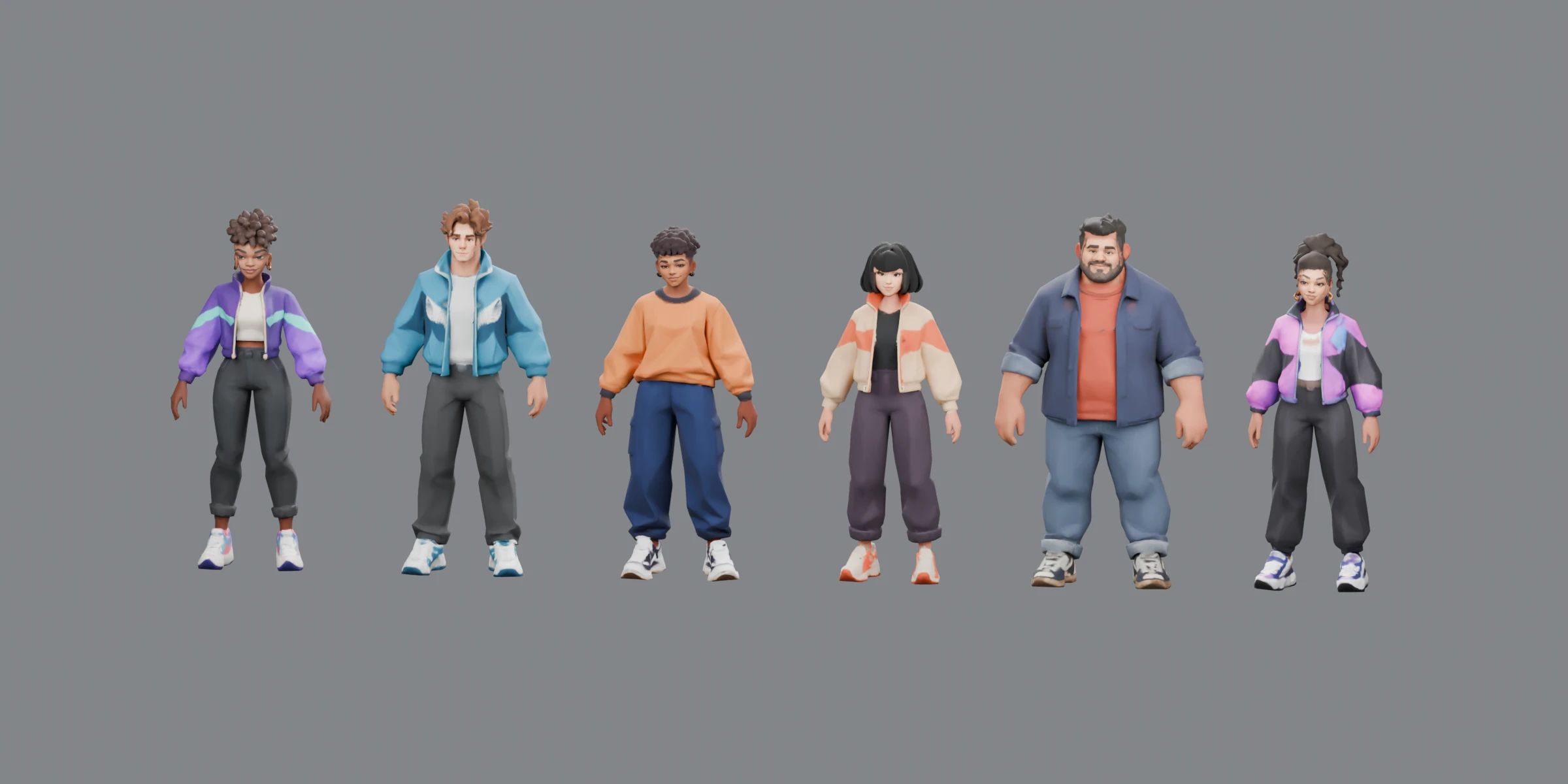 Original arcade character lineup: Nova, Echo, Flux, Pixel, Rook, and Lumen.